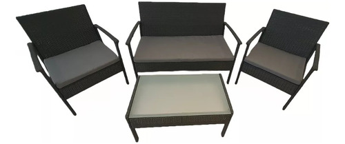 Juego Jardin Delos Set Puglia  2.1.1 + Mesa T/vidrio Negro Gris Oscuro