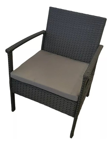 Juego Jardin Delos Set Puglia  2.1.1 + Mesa T/vidrio Negro Gris Oscuro