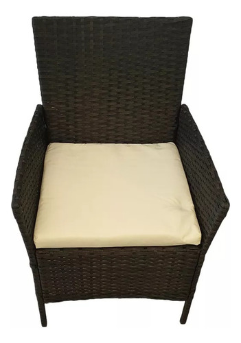 Juego Jardin Delos Set Rattan 2.1.1 + Mesa T/vidrio Negro Negro
