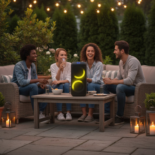 Parlante Portatil Ambassador Inalambrico Bluetooth Luces Led Negro