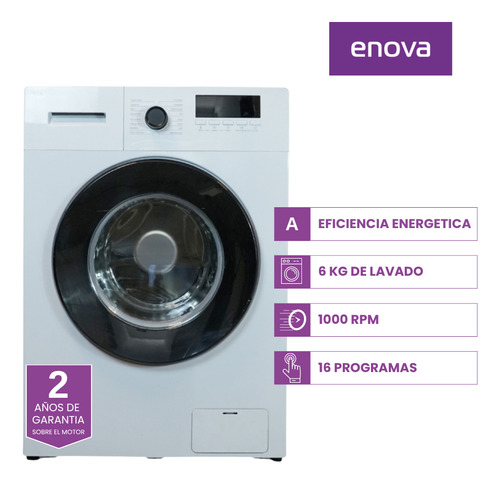 Lavarropas Enova Carga Frontal 6 Kg Color Blanco Blanco