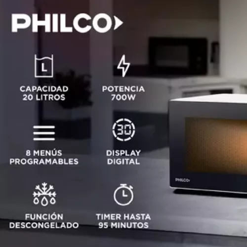 Microondas Digital Philco Mphdw20uap 700w 20 Litros Blanco