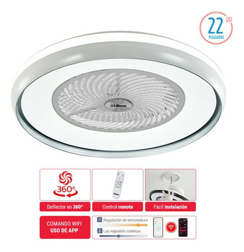 Ventilador Techo Liliana Vthbox24 C/control Remto/8aspas C/l 55.8 Cm Blanco Transparentes Plástico 8