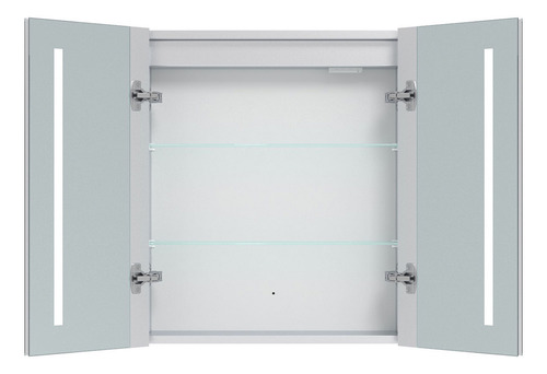 Botiquín 60x70 Cm Aluminio Baño Doble Vidrio Sensor Led Vidrio Plateado