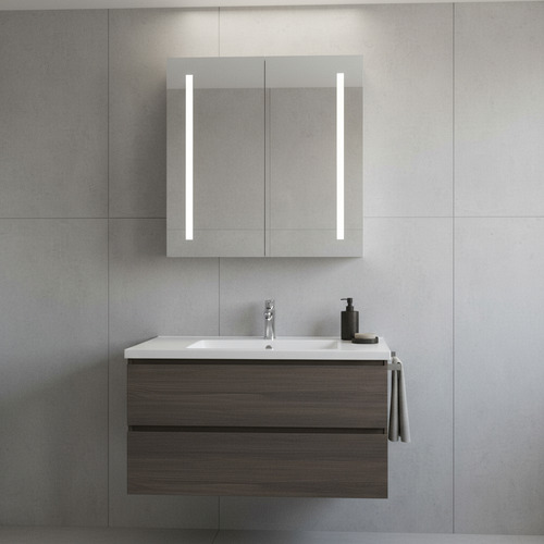 Botiquín 60x70 Cm Aluminio Baño Doble Vidrio Sensor Led Vidrio Plateado