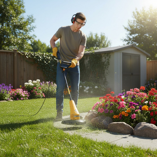 Bordeadora Electrica Steel Home 900w 2 Rulemanes Plegable Amarillo