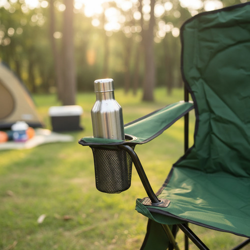Sillon Plegable Con Apoyavasos Y Bolsillo Steelhome Verde Verde