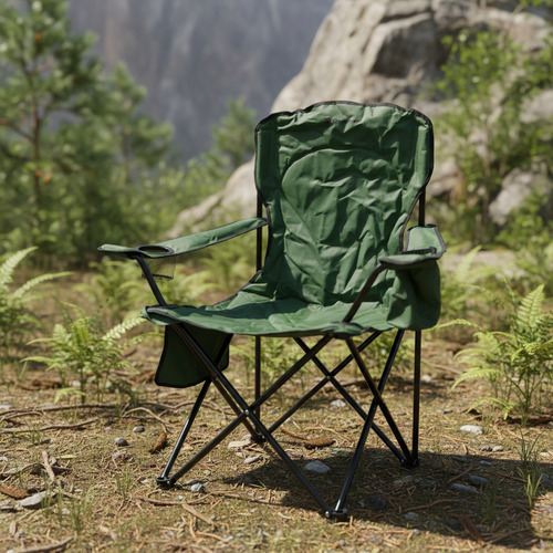 Sillon Plegable Con Apoyavasos Y Bolsillo Steelhome Verde Verde