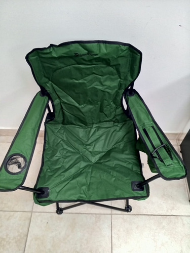 Sillon Plegable Con Apoyavasos Y Bolsillo Steelhome Verde Verde