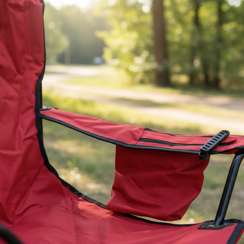 Sillon Plegable Con Apoyavasos Y Bolsillo Rojo Steehome Rojo