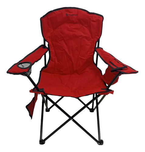 Sillon Plegable Con Apoyavasos Y Bolsillo Rojo Steehome Rojo