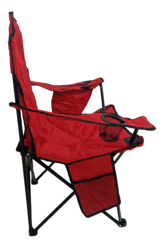Sillon Plegable Con Apoyavasos Y Bolsillo Rojo Steehome Rojo