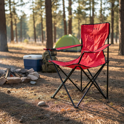 Sillon Plegable Director Con Apoyavaso Rojo Steelhome Rojo