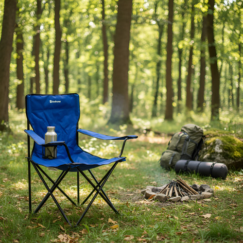 Sillon Director Steelhome Plegable Con Apoya Vasos Azul Azul