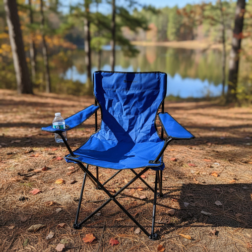 Sillon Director Steelhome Plegable Con Apoya Vasos Azul Azul