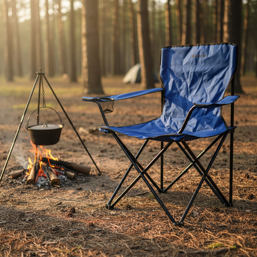 Sillon Director Steelhome Plegable Con Apoya Vasos Azul Azul