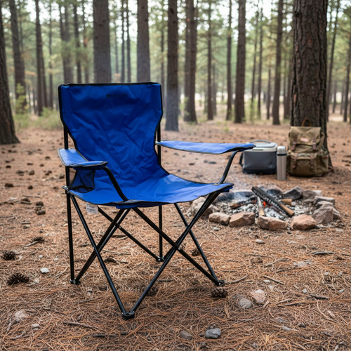 Sillon Director Steelhome Plegable Con Apoya Vasos Azul Azul