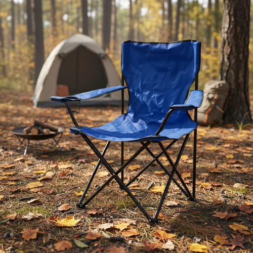 Sillon Director Steelhome Plegable Con Apoya Vasos Azul Azul