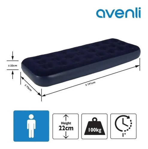 Colchón Inflable Avenli 20411 1 Plaza 73x191x22 100kg.