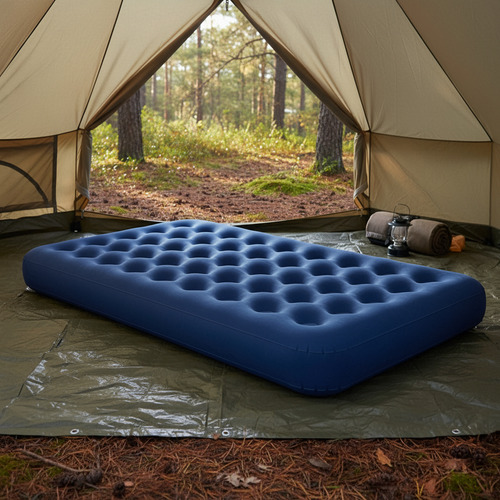 Colchon Inflable De 2 Plazas 191 X 137 Cm Flocked Air Bed Tm 20256 Azul