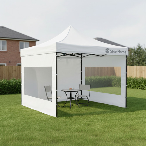 Gazebo Autoarmable Steel Home 3 X 3 M Con Paredes Blanco Blanco