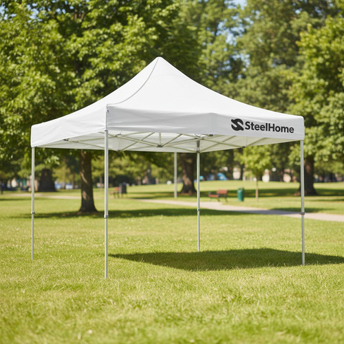 Gazebo Autoarmable Steel Home 3 X 3 M Blanco Con Bolso Blanco