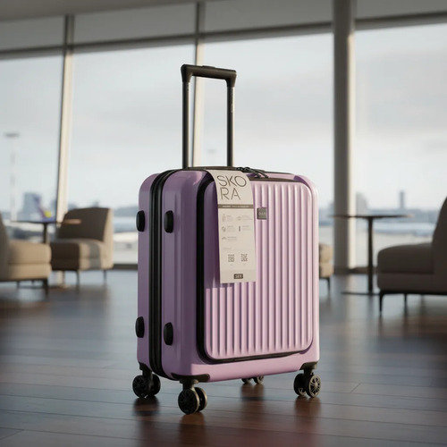Valija Skora 20'' Carry On Lila. Bolsillo Frontal Rueda Fija Lila Lisa