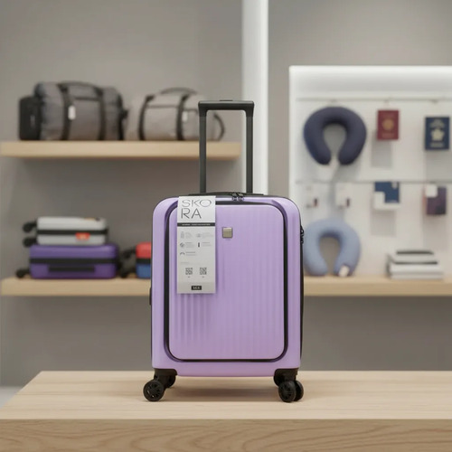 Valija Skora 20'' Carry On Lila. Bolsillo Frontal Rueda Fija Lila Lisa