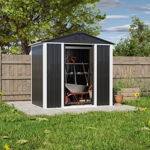 Cobertizo Caseta Deposito De Jardin 185x180x120 Acero Negro