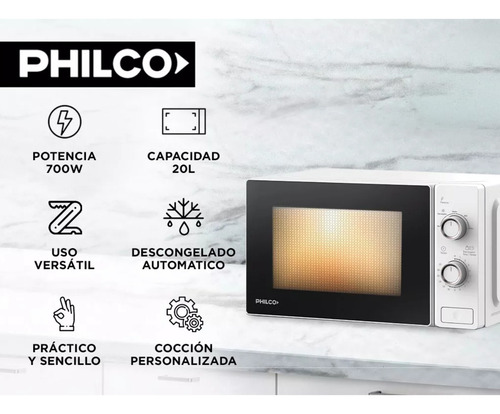 Microondas Philco Mphrw20uap 700 W 20 Litros Blanco Rotativo