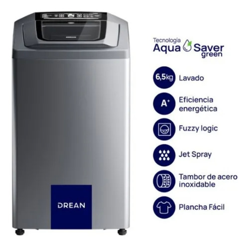 Lavarropas Automático Concept Drean Lsdr0680tso 6.5kg 800rpm Gris Oscuro