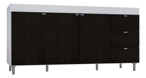 Bajo Mesada Cocina Amplio Orlandi 3p 3c Estantantes Moderno Blanco/wengue