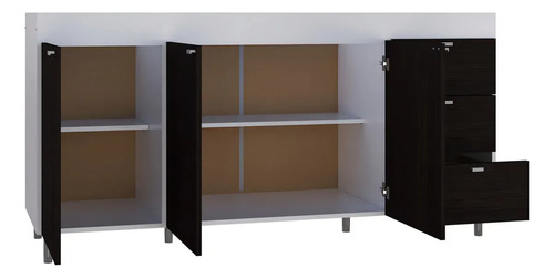 Bajo Mesada Cocina Amplio Orlandi 3p 3c Estantantes Moderno Blanco/wengue