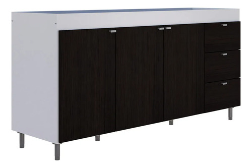 Bajo Mesada Cocina Amplio Orlandi 3p 3c Estantantes Moderno Blanco/wengue