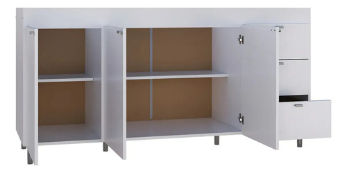 Bajo Mesada Cocina Orlandi 3puertas 3cajones Blanco Melamina Blanco