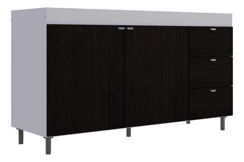 Bajo Mesada Orlandi Eco 1.40 Melamina Color Blanco Con Wengue