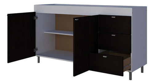 Bajo Mesada Orlandi Eco 1.40 Melamina Color Blanco Con Wengue