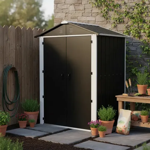 Cobertizo De Jardín King-house Metálico De Acero Negro De 1.2 X 0.9 X 1.85 M