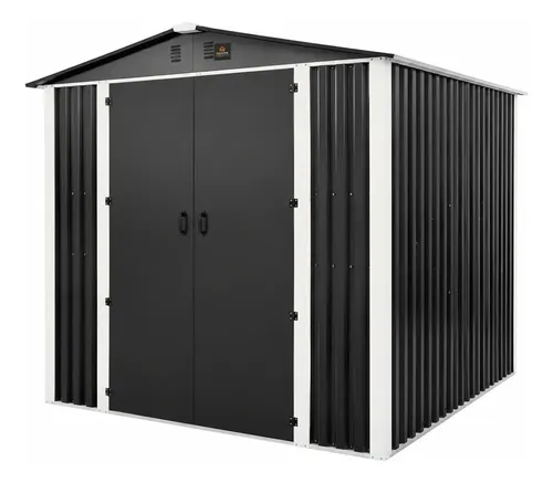 Cobertizo Caseta Deposito De Jardin 240x240x200 Acero Negro Negro