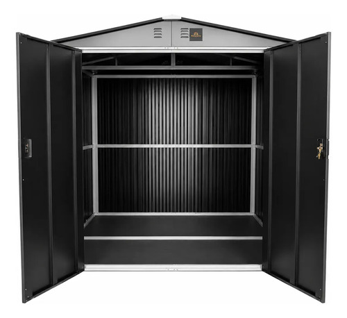 Cobertizo Caseta Deposito De Jardin 240x240x200 Acero Negro Negro