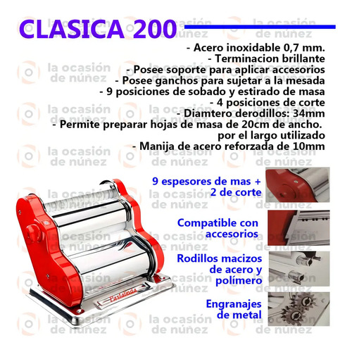 Pastalinda Fabrica De Pastas Clasica Fideos Masa Color Rojo