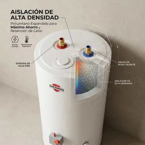 Termotanque 80 Lts Sherman Tpgp080msh13 Gas Conex Sup De Pie Color Blanco
