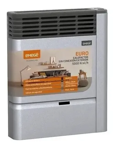 Calefactor Emege 5000 Sin Salida 3150 Multigas Linea Euro Gris