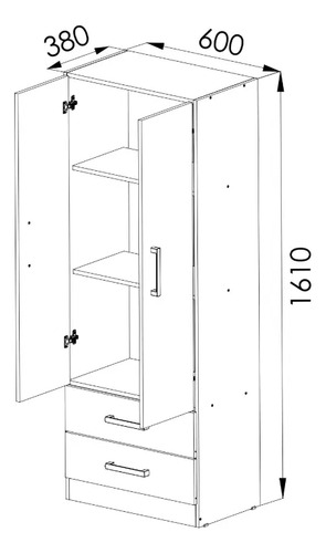 Despensero Organizador Mueble De Cocina Baño 2 Puertas 60 Cm Color Blanco Orlandi 404