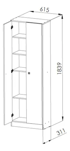 Despensero 1.83x0.61 Eco Melamina 2 Puertas 5 Estantes Muebles Orlandi Color Blanco