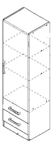 Multifunción Despensero Organizador 1.61 X 0.45 Melamina Orlandi 1 Puerta 2 Cajones Color Blanco