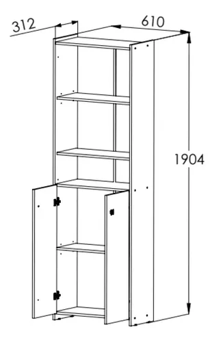 Biblioteca 1.90 X 0.61 Orlandi Wengue 2p 3 Est Art1423