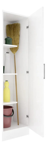 Mueble Escobero Organizador Multifuncion Cocina Estantes Color Blanco Orlandi