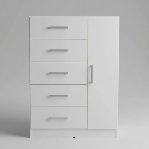 Cajonera Cómoda Chifonier 5 Caj 1 Pta Guia Metálica 90 Cm Color Blanco