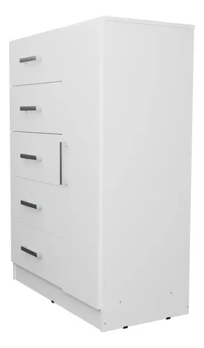 Cajonera Cómoda Chifonier 5 Caj 1 Pta Guia Metálica 90 Cm Color Blanco